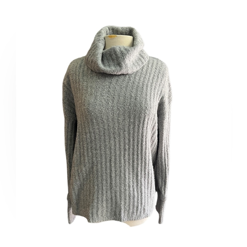UpWest L grey turtleneck tulip wrap back sweater